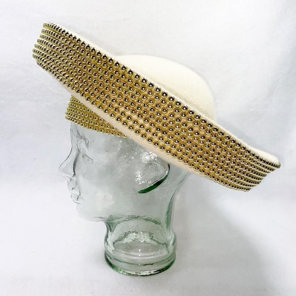 Ellie Fine Hats Cream & Gold Dramatic Wool Hat main image 10